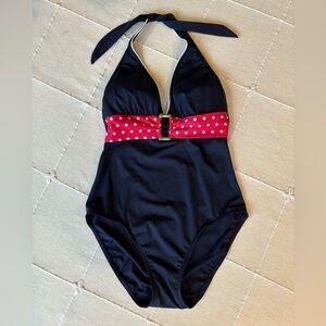 Marks & Spencer One Piece Swimsuit - Navy with Red Polka Dots